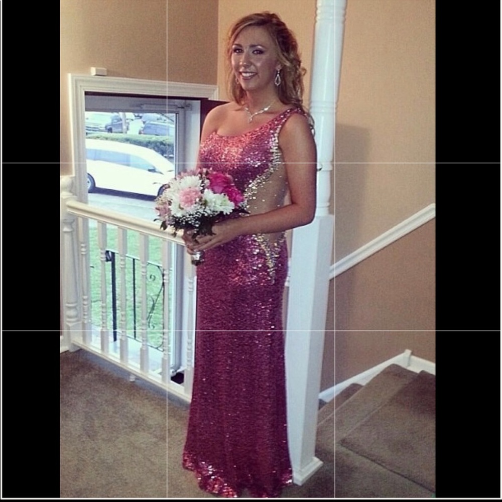 La Femme pink sequin prom dress